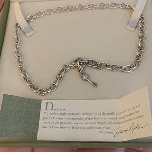 Judith Ripka sterling necklace with small removable key charm